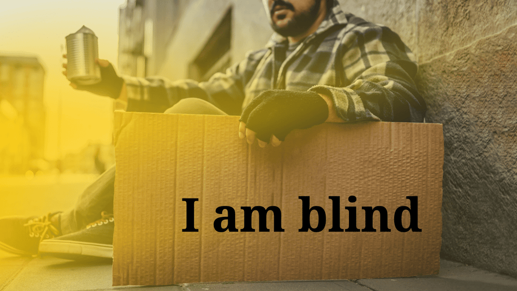 Cardboard sign - I am blind